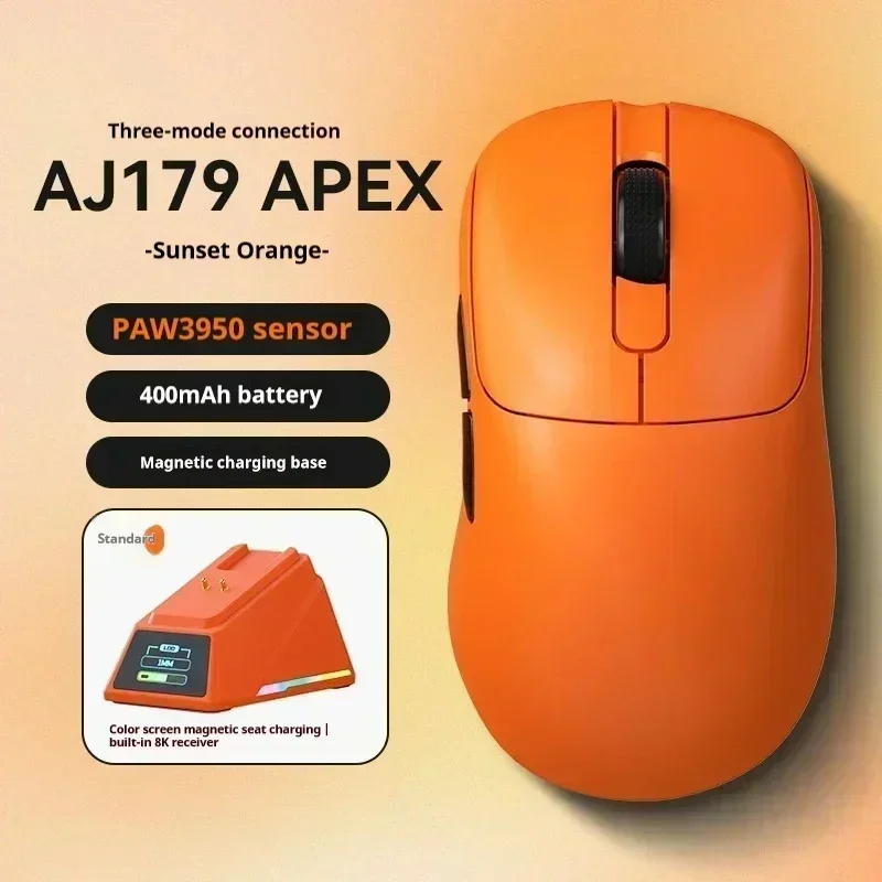 Ajazz Aj179apex Gamer Mouse 3mode 2.4g Wireless Bluetooth Mouse Lightweight Mouse Low Latency With Charging Dock Game Mouse Gift