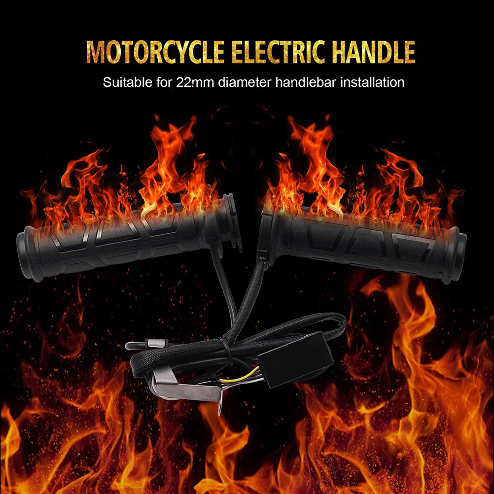 

1Pair Motorcycle Electric Heat Grip Nitrile Rubber Hot Handlebar Adjustable Temperature Winter Warmer Heat Handle Black