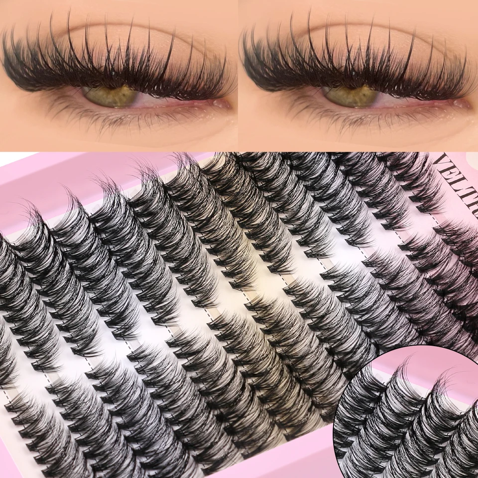 Racimos de Pestañas VELTRINAY 8-16mm, Esponjosos, Voluminosos, Ojo de Gato, Wispy, Naturales, Extensión, Rizo D, Individuales, Maquillaje 5