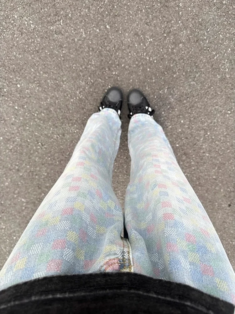 

Blue Water Waed Vintage Design Men's Casual Straight Leg Jeans Plaid Cleanfit American Sle Wear Resistant