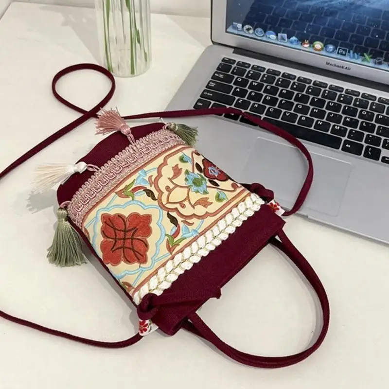 

X90D Embroidery Shoulder Bag Ethnic Summer Crossbody Bag Handbag for Women Girl