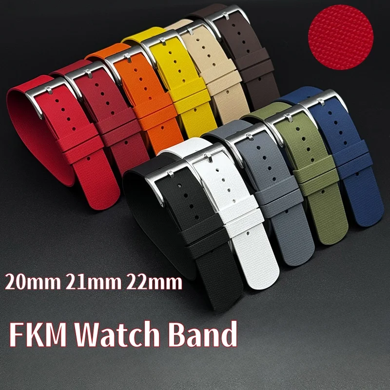 Universel nouveau sport mode une pièce FKM Bracelet de montre 20mm 21mm 22mm Bracelet de montre en caoutchouc pour Bracelet Seiko Omega