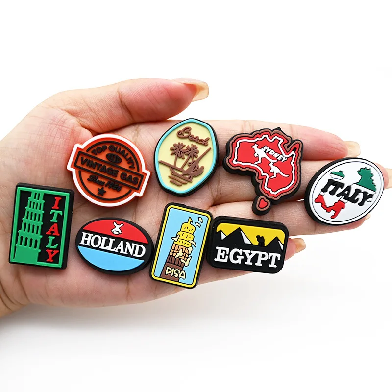 Tourist Hotspot Series Mix Shoes Charms PVC Shoe Bag DIY Charm Accessories Used for Ballet Enthusiast Boy Girl Xmas Gifts