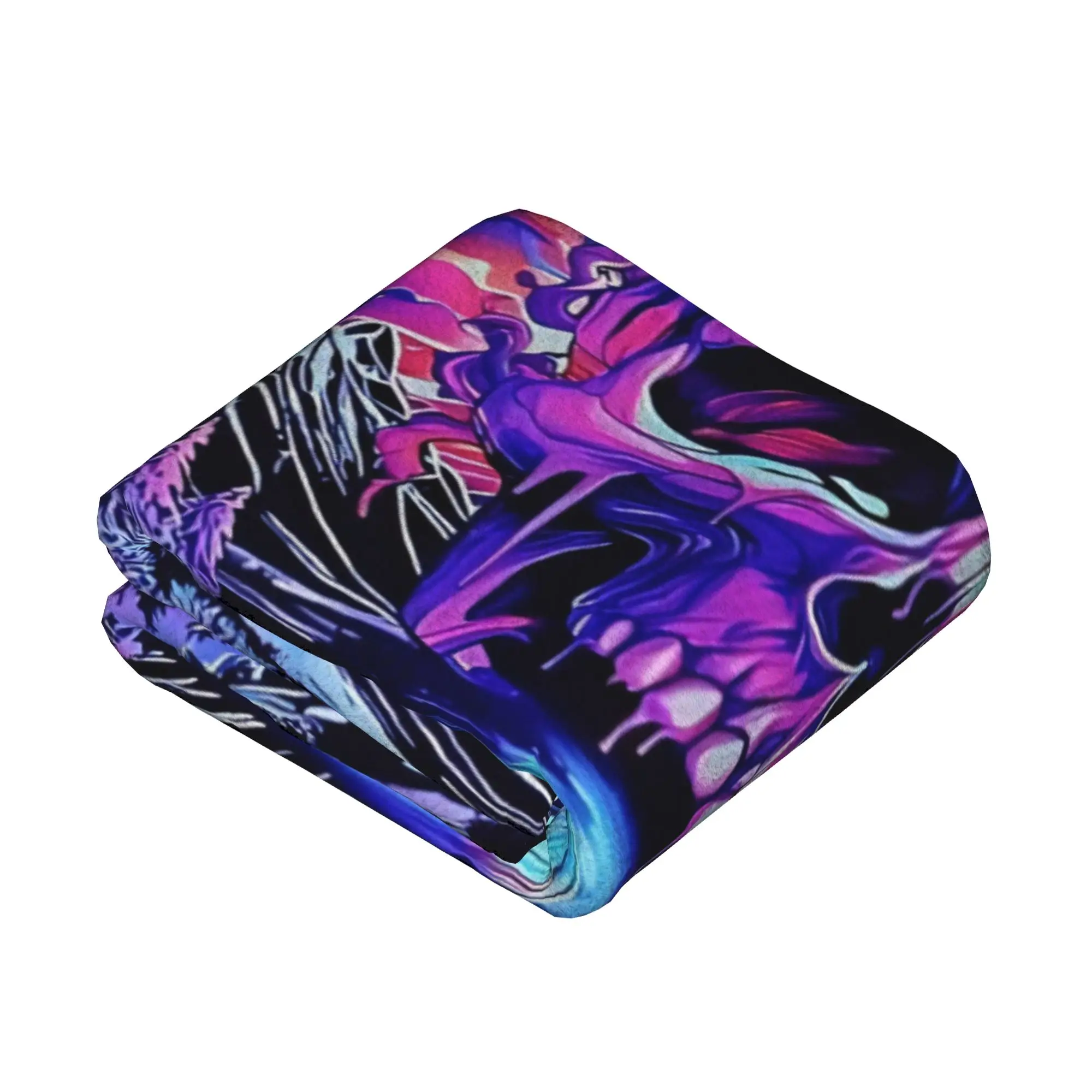 Skull Galaxy Mountain Blanket Skeleton Halloween Fuzzy Throw Blankets Bedding Couch Printed Lightweight Bedspread