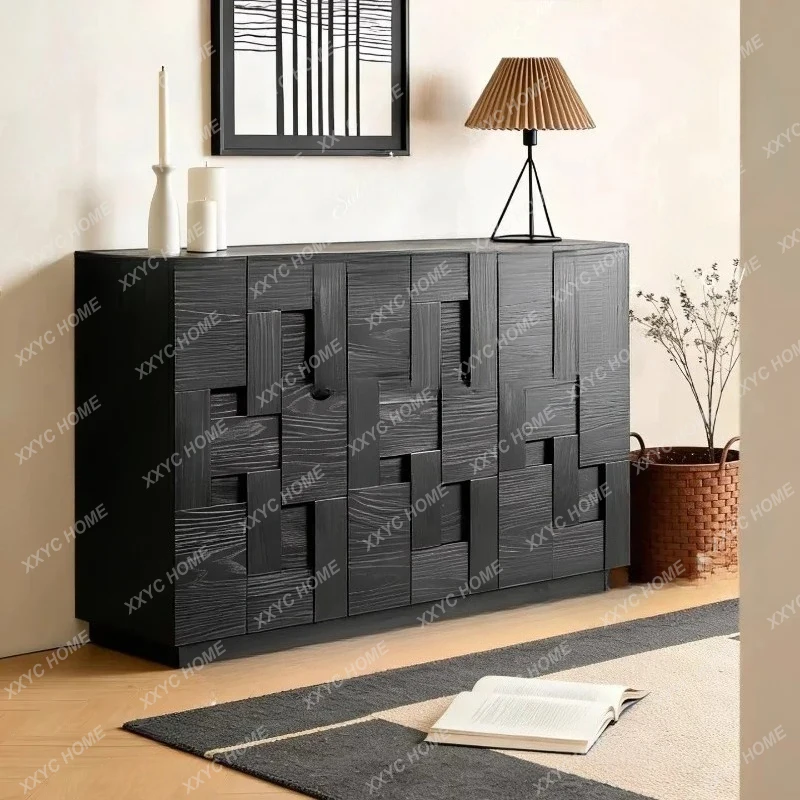 

Q minimalist solid wood dining side cabinet living room retro storage decorative cabinet