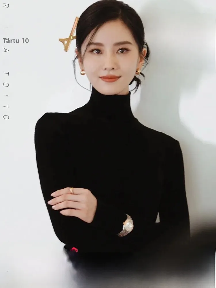 

Tagkita Women's Cashmere Sweater Thickened Half High Collar Knitted Slim Fit Autumn Winter Warm Pure Color Commute Style