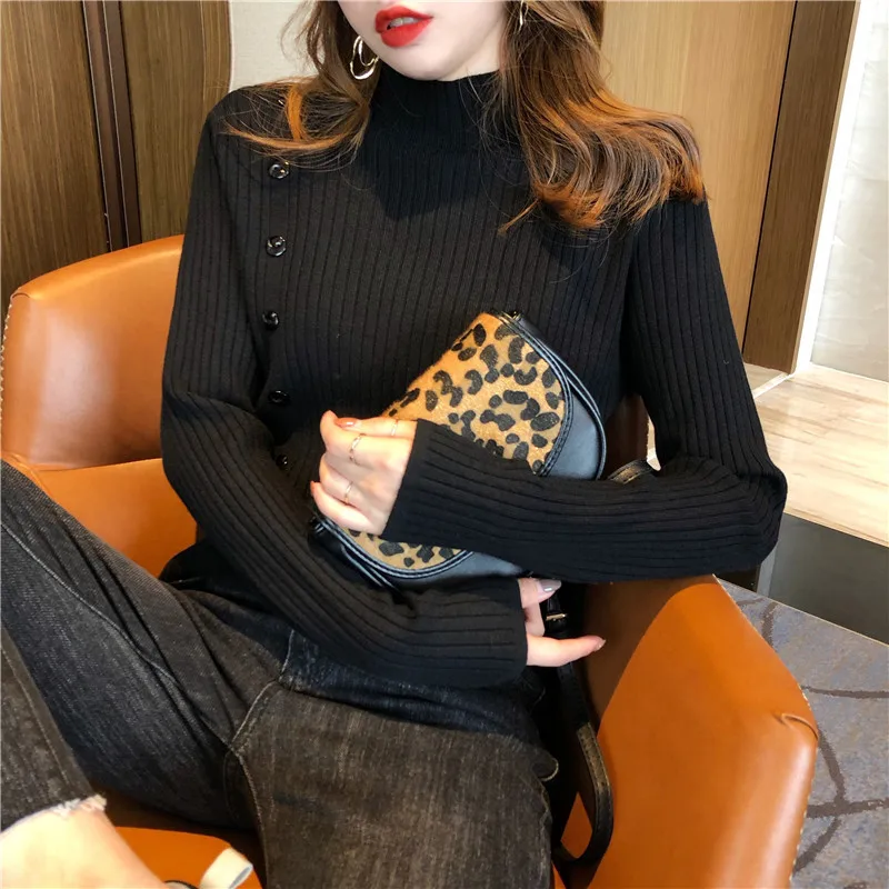 Women New Arrival Loose Fit Knitted Sweater With High Neckline And Wide Hem Versatile For Casual And Dressy Outfits