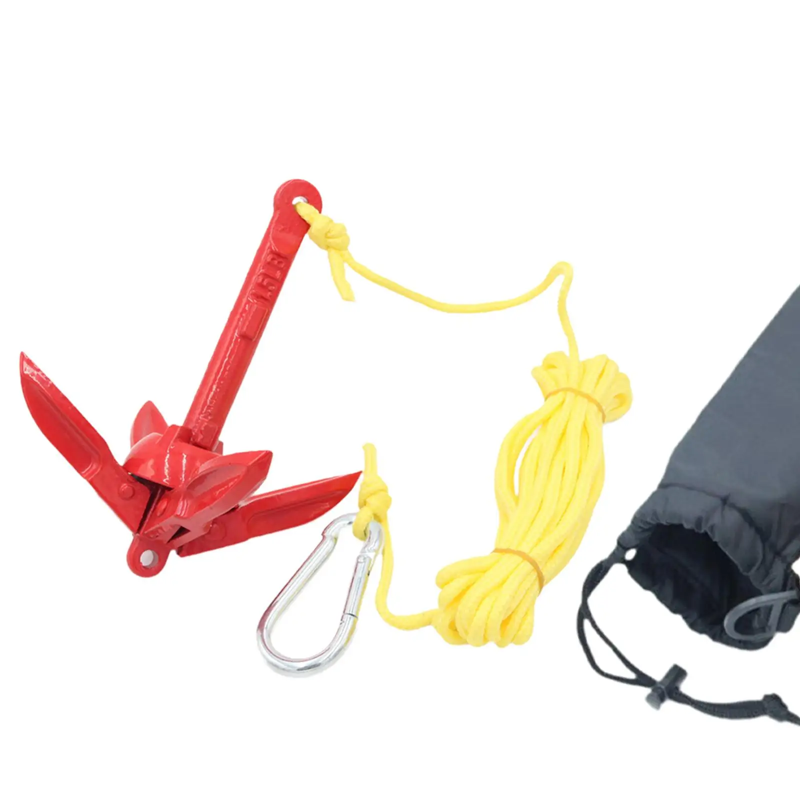 Carbon Steel Folding Boat Anchor Kit with Rope and Hooks for Inflatable Kayak Fishing Boat Marine Use view 6