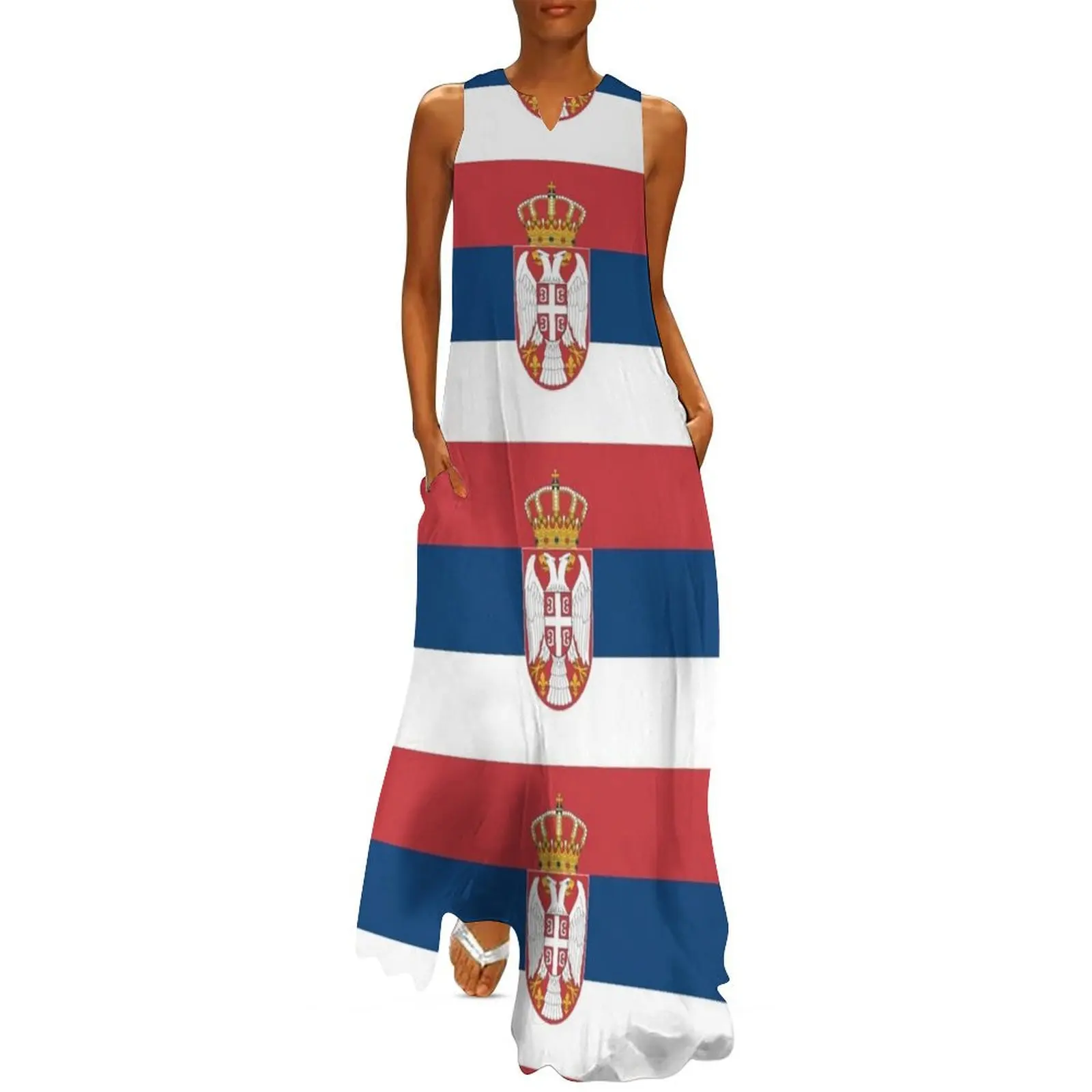 

Flag of Serbia Long Dress Long veiled dresses dresses for official occasions dresses for special events Women's clothing Dress