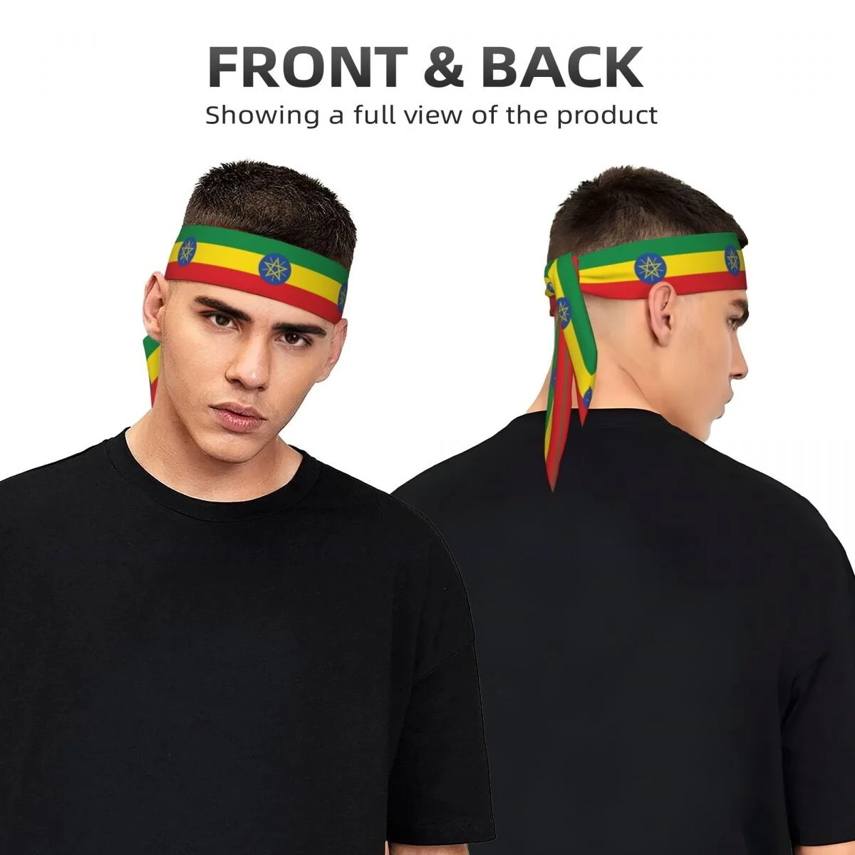 Ethiopia Flag Head Tie Sports Headband Athlete Sweatbands Head Wrap For Working Out Running Yoga