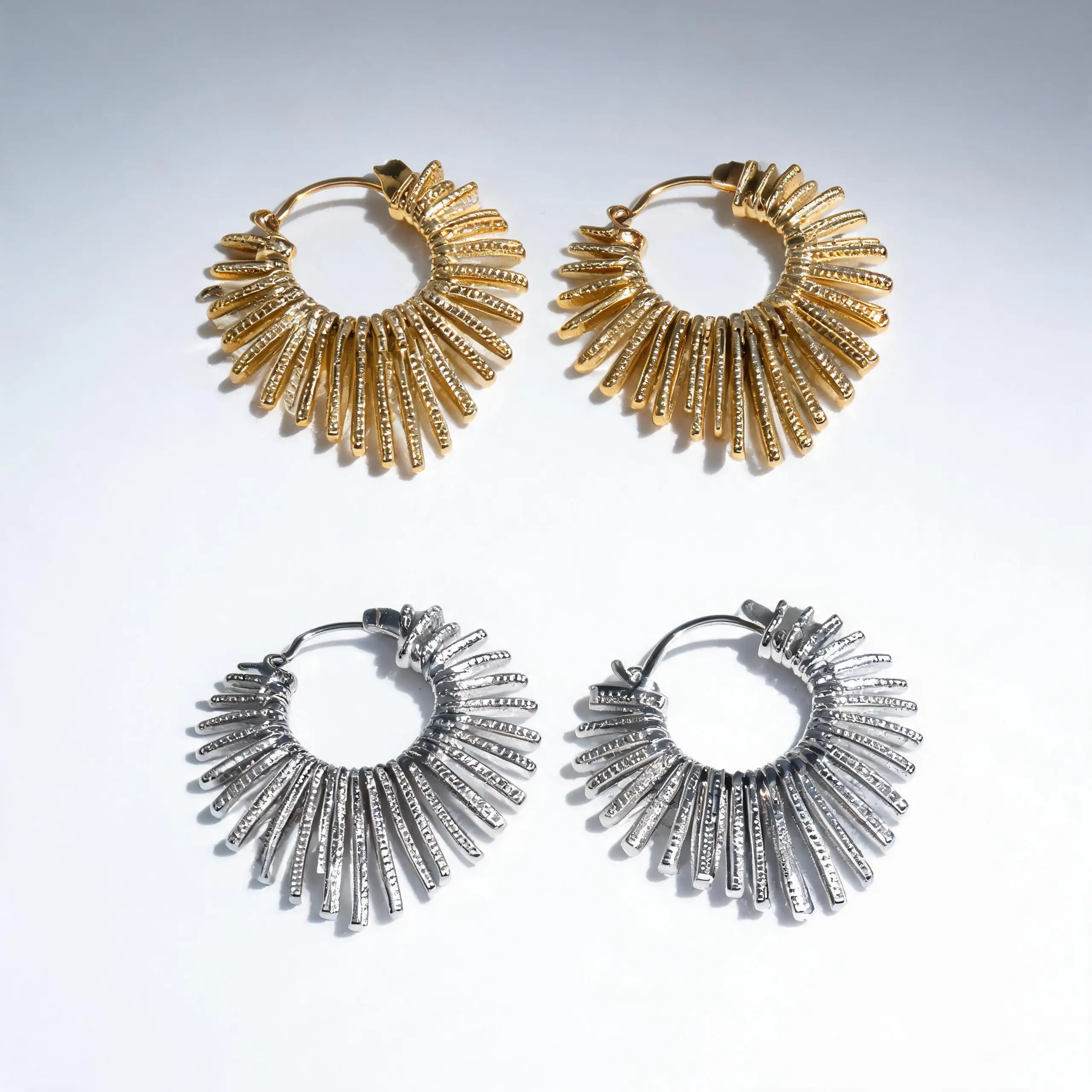 Fashion Alloy Earrings Neutral Geometric Clip On Earrings Sunburst Open Circle Earrings Shiny For Casual Outings Office Work