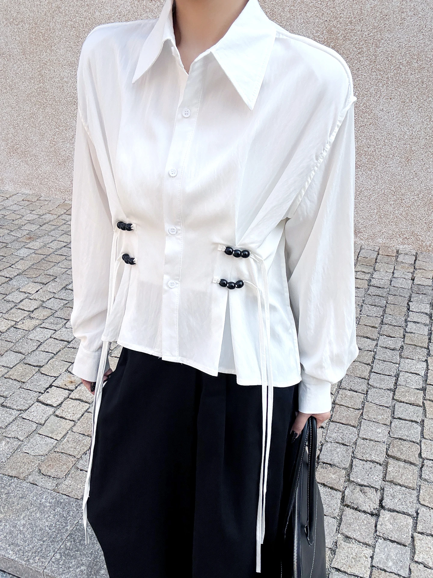 

Женская блузка Ele с длинным рукавом «летучая мышь», приталенная, с воротником, модная деловая одежда, весна 2026, новинка