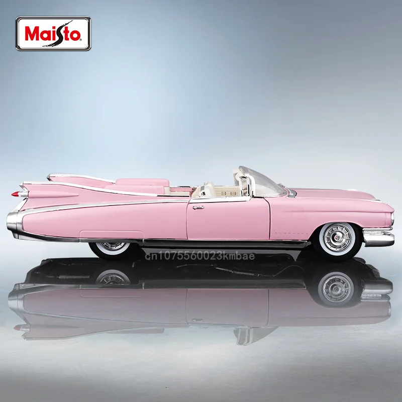 Maisto 1:18 Model Car 1959 Cadillac Eldorado Biarritz Alloy Decast Desktop Pink Decoration Collection Vehicle Model Toys Gifts