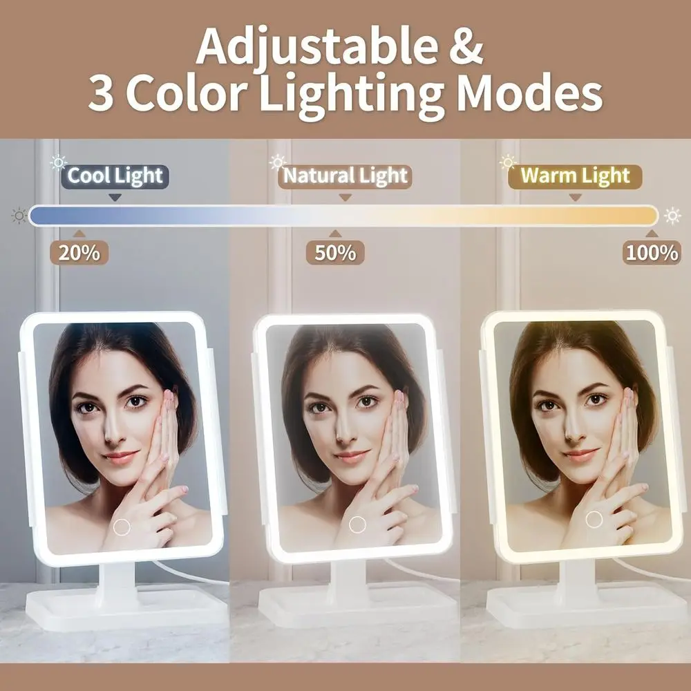 مرآة زينة LED محمولة مع 70 مصباحًا، تكبير 2X-10X، سطوع قابل للتعديل، مثالية للسفر والهدايا #2