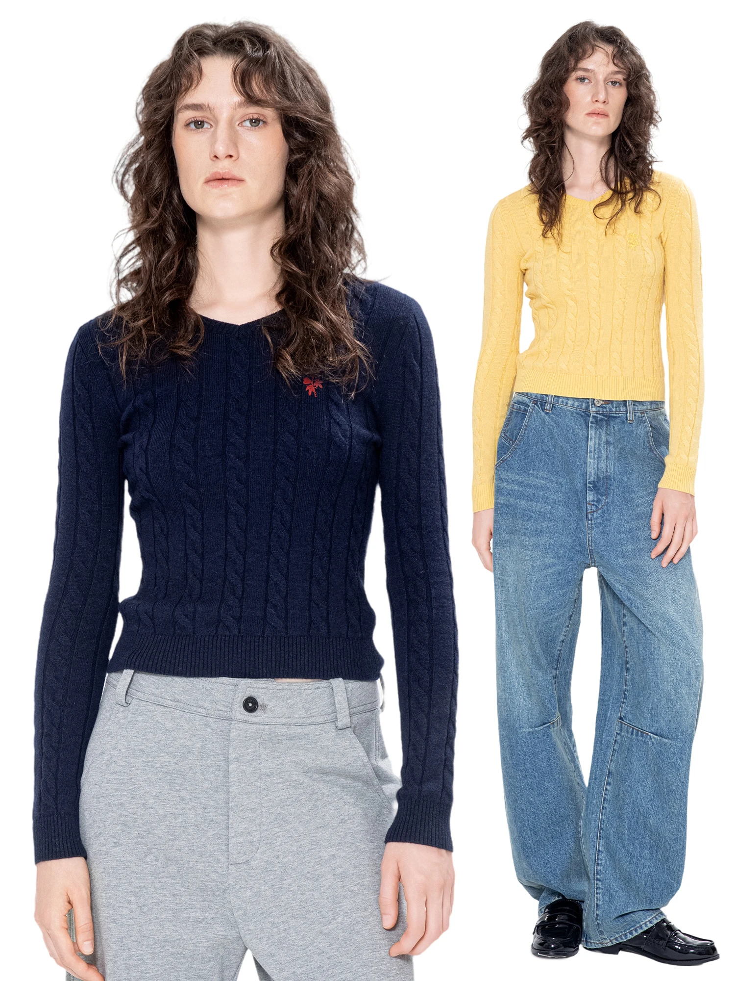 

TROU NOIR Bla Hole Women's Long Sve Knitted Sweater Autumn 2025 Vintage Sle Soft Wool Blend Thin Twist Flower Design B...