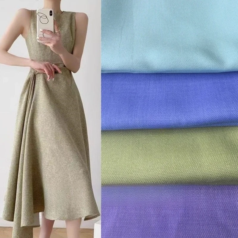 

High Elastic Silk Polyester Fabric Solid Color Shirt Texture Non Elastic Casual Wear Short Skirt Pants DIY Clothing Fabric