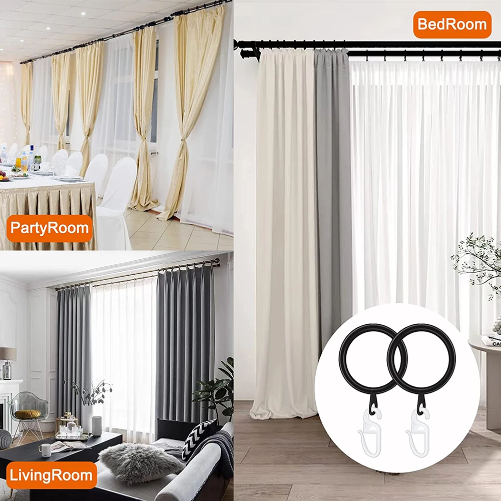 حلقات ستائر معدنية متينة وعالية الجودة مكونة من 10 مجموعات سهلة التركيب لقضبان الستائر والفوال #4