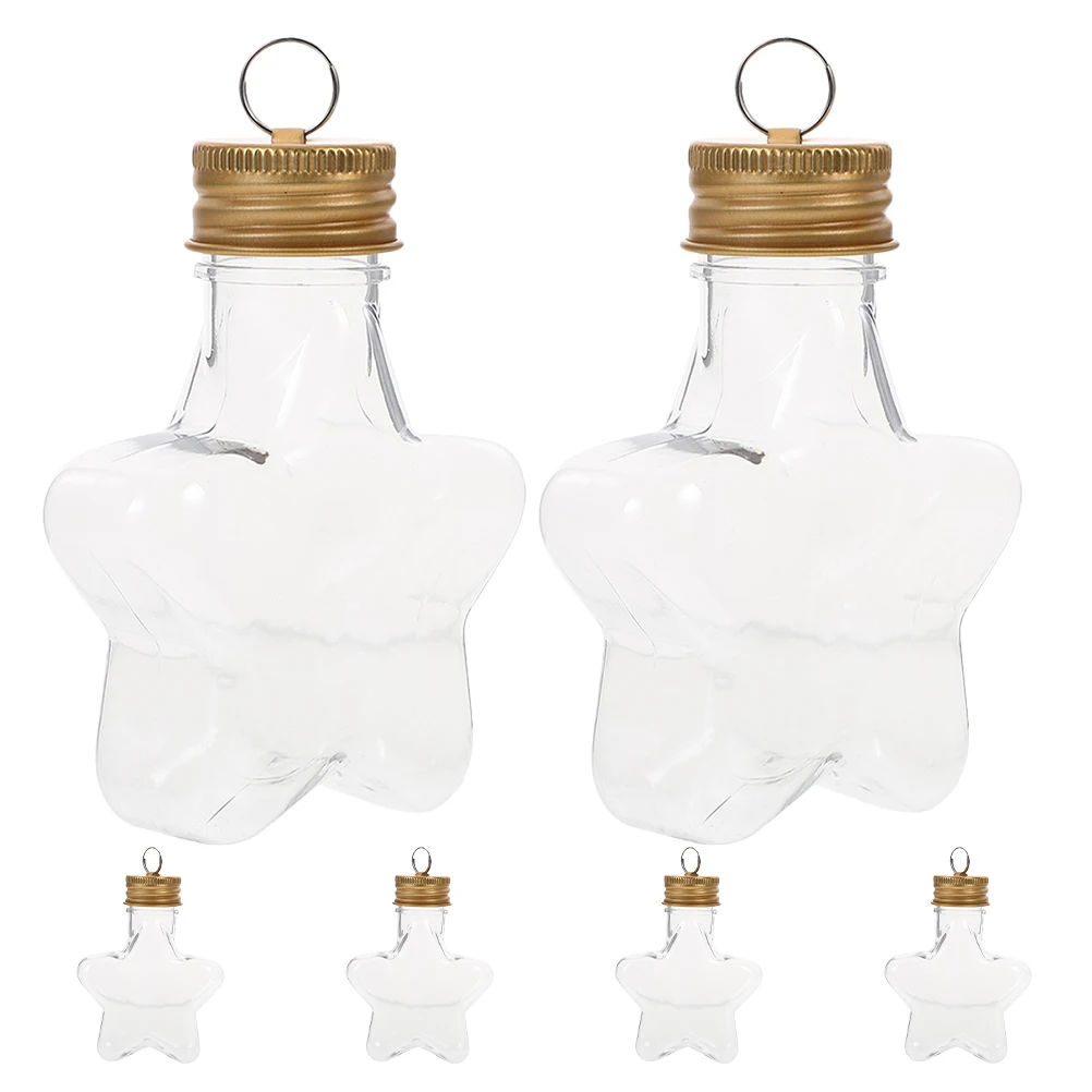 

6Pcs Christmas Star Bottle Transparent Refillable Hanging Decor Small Candy Wishing Containers Party Favor Bottles