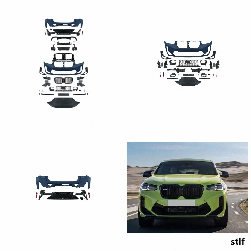 Car Body Kit for X4 G02 Upgrade X4M Competition With Bumper Black Knight Front Lip Diffuser Grille Exhaust Pipe wings