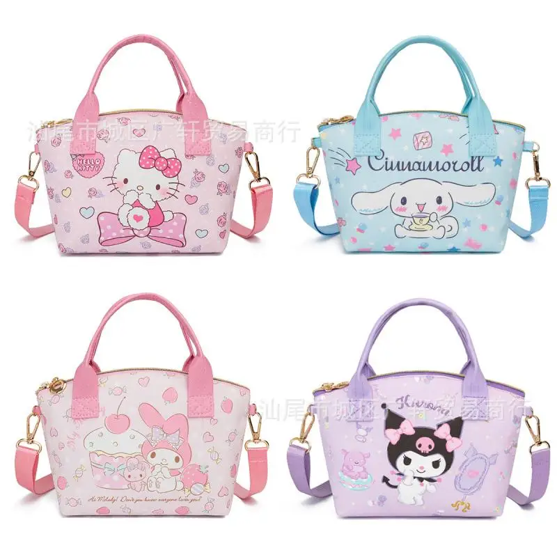 

Kawaii Cartoon Kuromi Child Crossbody Bag Sanrios Hello Kittys Cinnamoroll Leather Coin Purse Shoulder Handbag Anime Figure