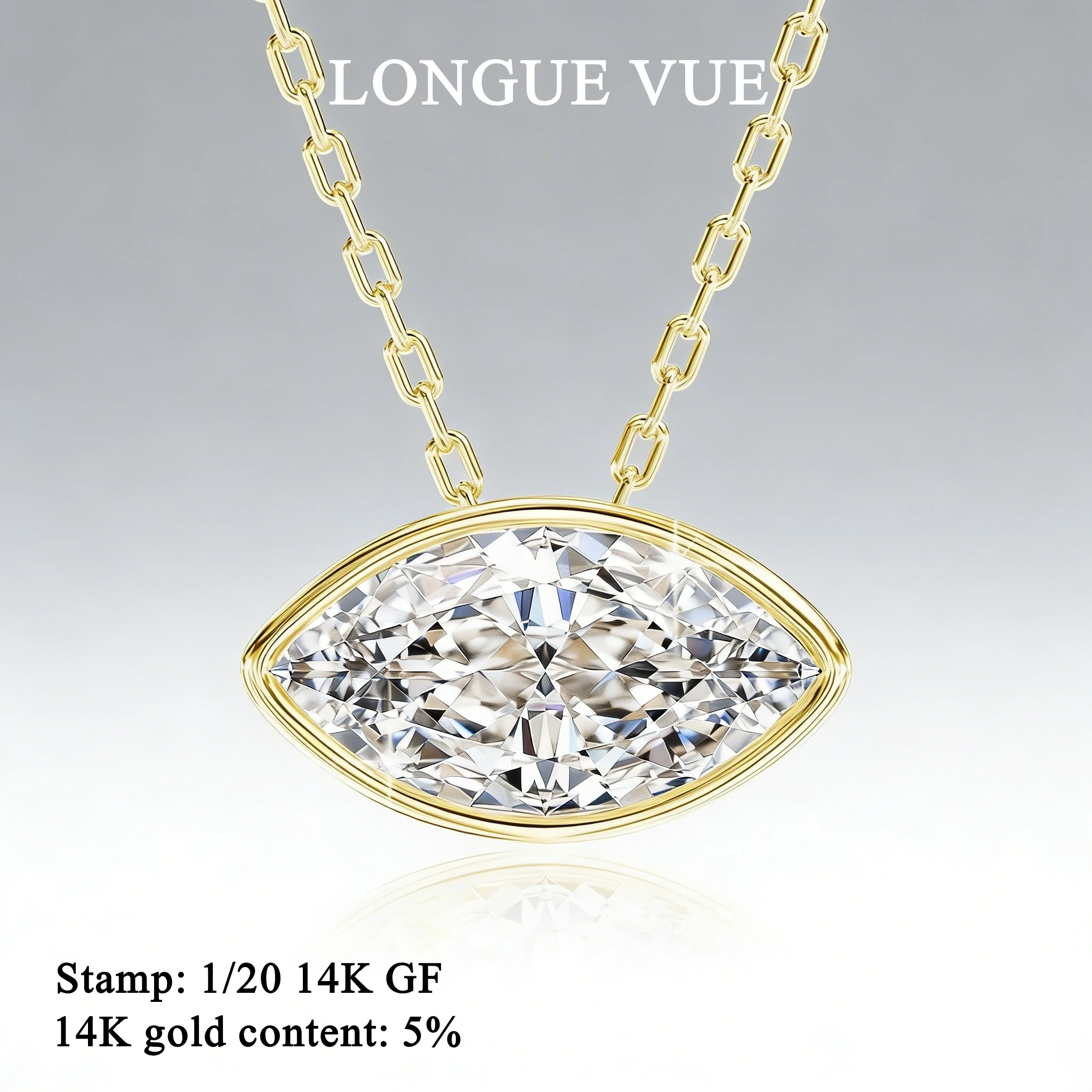 Набор безелей с позолотой 14 карат, ожерелье с подвеской из муассанита маркизы для женщин, свадебные украшения, цепочка на ключицу