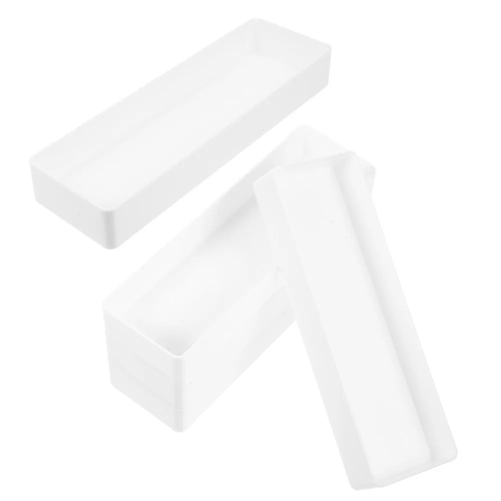 5Pcs Desk Drawer Organizer Boxes White Plastic Storage Organizers for Makeup Vanity Office Desk Accessories Bathroom Organizer