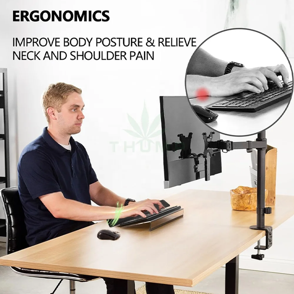 Comfortable Ergonomic Typing Stand Acrylic Computer Keyboard Riser with Wrist Rest Pad