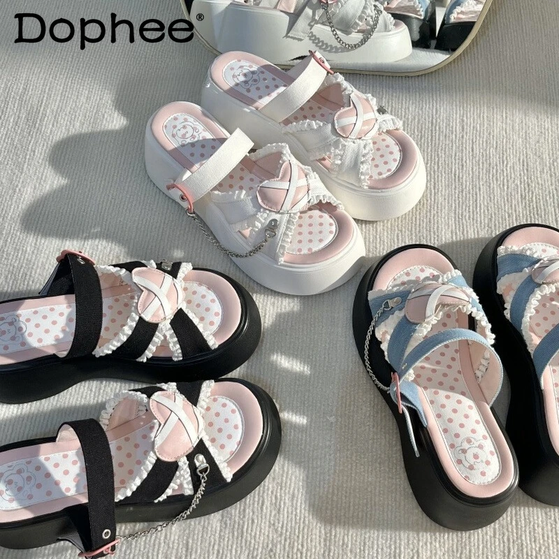 

Original Japanese Style Girl's Sweet Lolita Platform Slippers Summer New 2025 Women's Lo Shoes Female Pumps