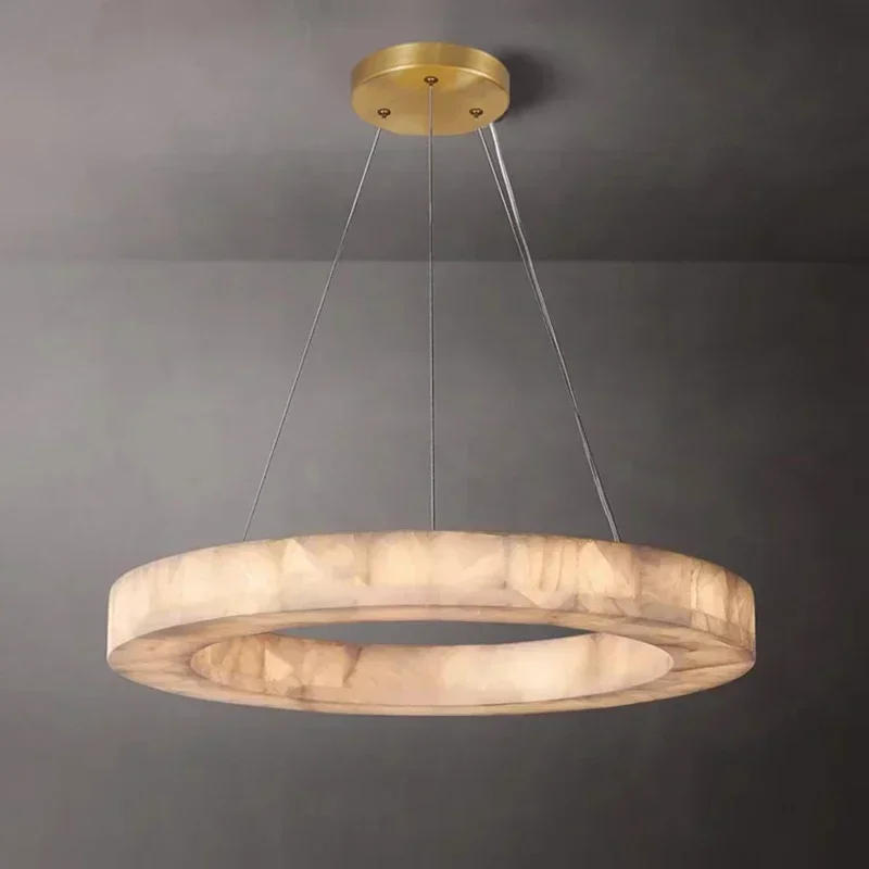 American Minimalist Designer, New Chinese Style Living Room, Villa, Dining Room, Bedroom, Study, Natural Marble Chandeliers