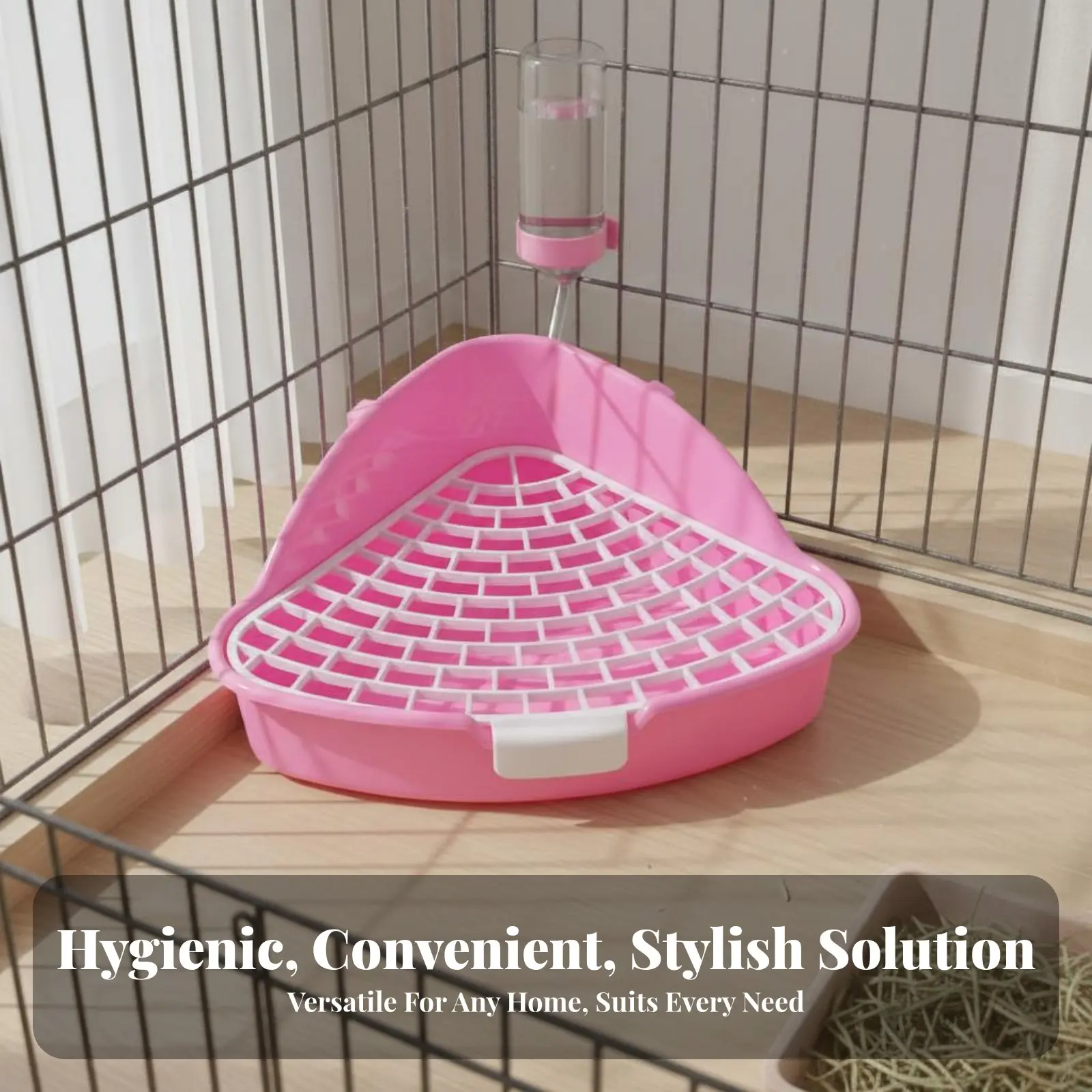 Small Pet Toilet Spill-Resistant Guard Corner Litter Pan Lagomorph Potty with Grate Large Capacity Lagomorph Litter Box Easy To