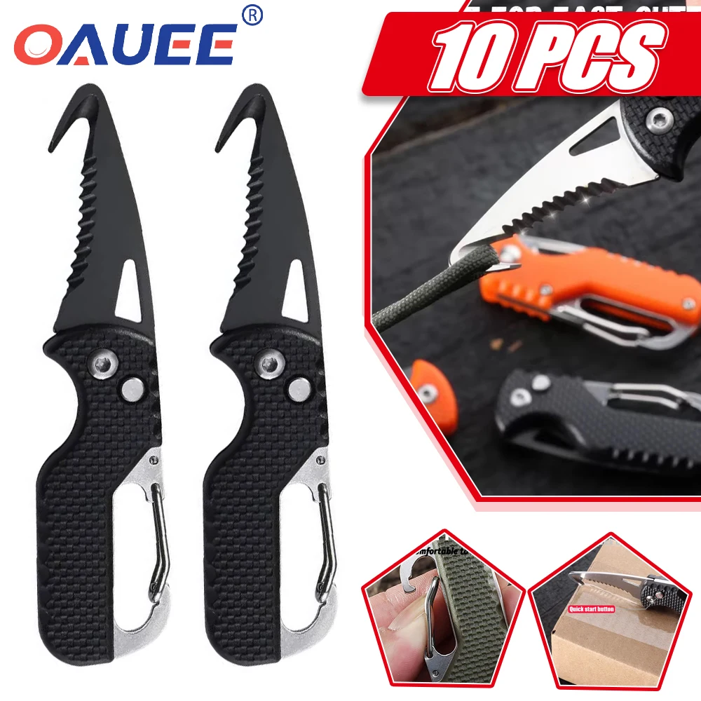 

Portable Express Parcel Knife Stainless Fast Serrated Hook Knife For Outdoor Camping Carry-on Unpacking Keychain Folding Cutter