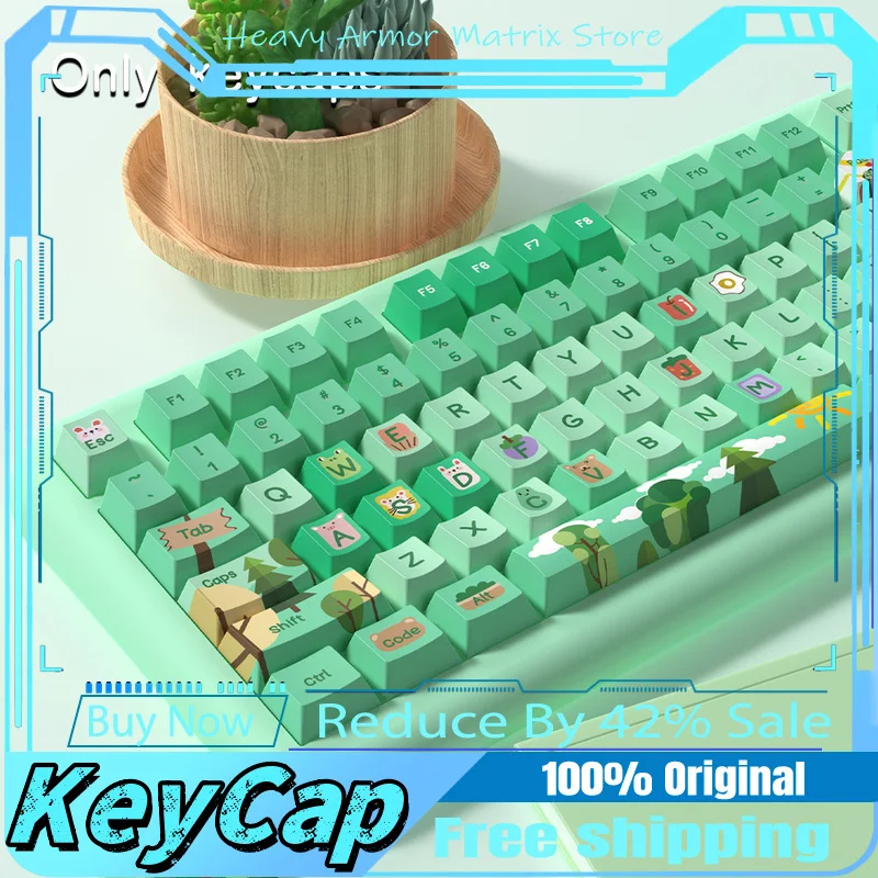 

Forest Party Theme Keycaps 138/158 Key Pbt Cherry Profile Mechanical Keyboard Cool Anime Cartoon Gaming Cute Office Gift Keycaps