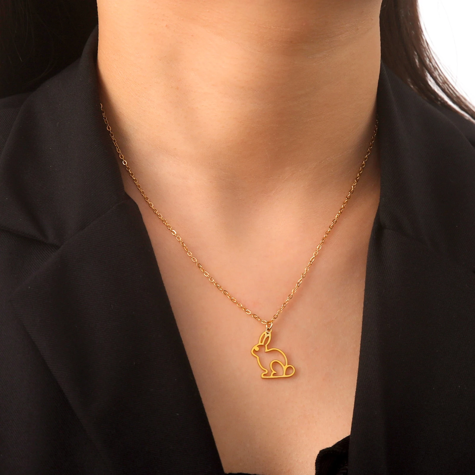 قلادة دلاية على شكل أرنب صغير لطيف من Skyrim للنساء ، حيوان أليف من الفولاذ المقاوم للصدأ ، مجوهرات عصرية لعاشق Daughte #4