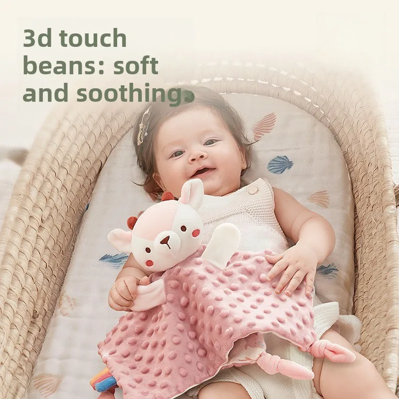 아기 수면 진정 치아발육 완구 플러시 인형 담요: 작은 토끼, 돼지와 사슴 완벽한 아기 선물