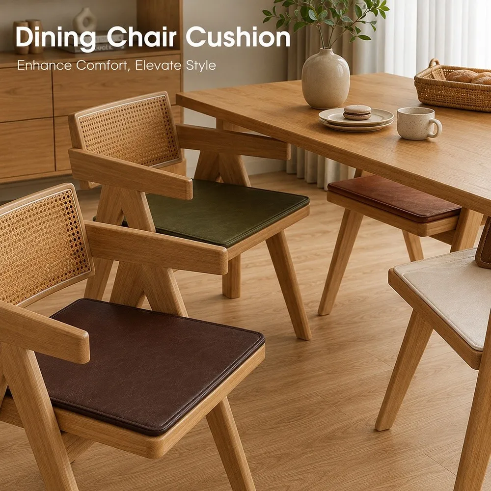 40×40cm/45×45cm Leather Chair Pad High Resilience Waterproof Dining Chair Cushion Anti Slip Breathable Seat Cushion Pad