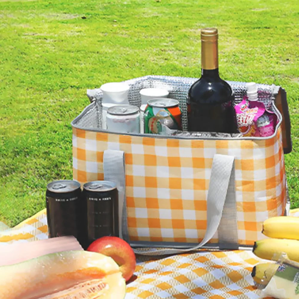 Foldable Picnic Bag With Colorful Print Multi-Purpuse Leak-Proof Storage Bag For Self-Driving Trip