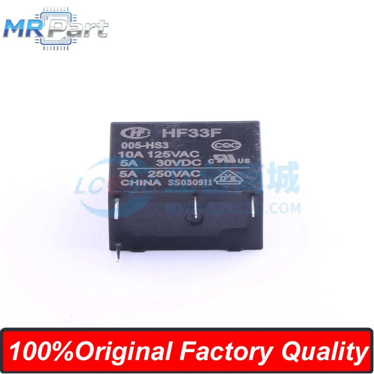 5 Pieces HF33F/005-HS3 Ultra-small Medium Power 5V Relay 10A 125VAC Single Pole Single Throw Normally Open 4 Feet