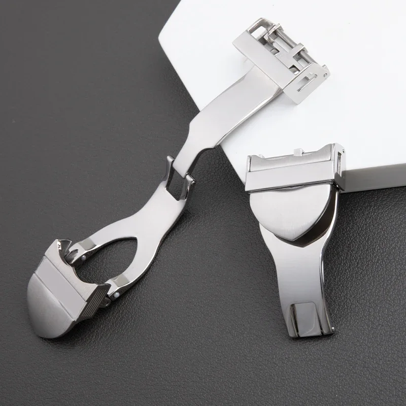 

316L Stainless Steel 18mm Deployant Clasp Watch Buckle For Tudor Strap Leather Rubber Band Replacement Silver Fold Buckle