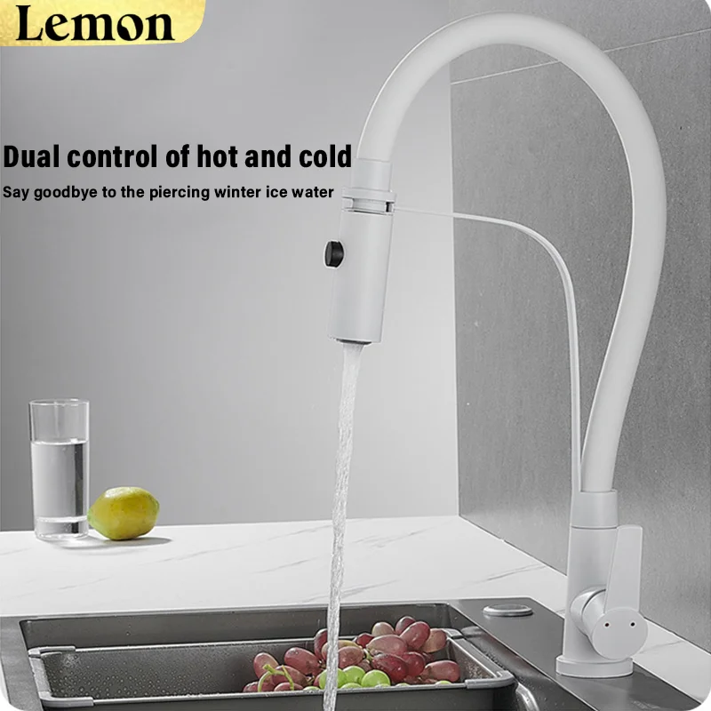 ยาง Chrome ก๊อกน้ําห้องครัว TAP หมุนดึง Stream Sprayer ก๊อกน้ําร้อนน้ําเย็น TAP One Handle KITCHEN TAP