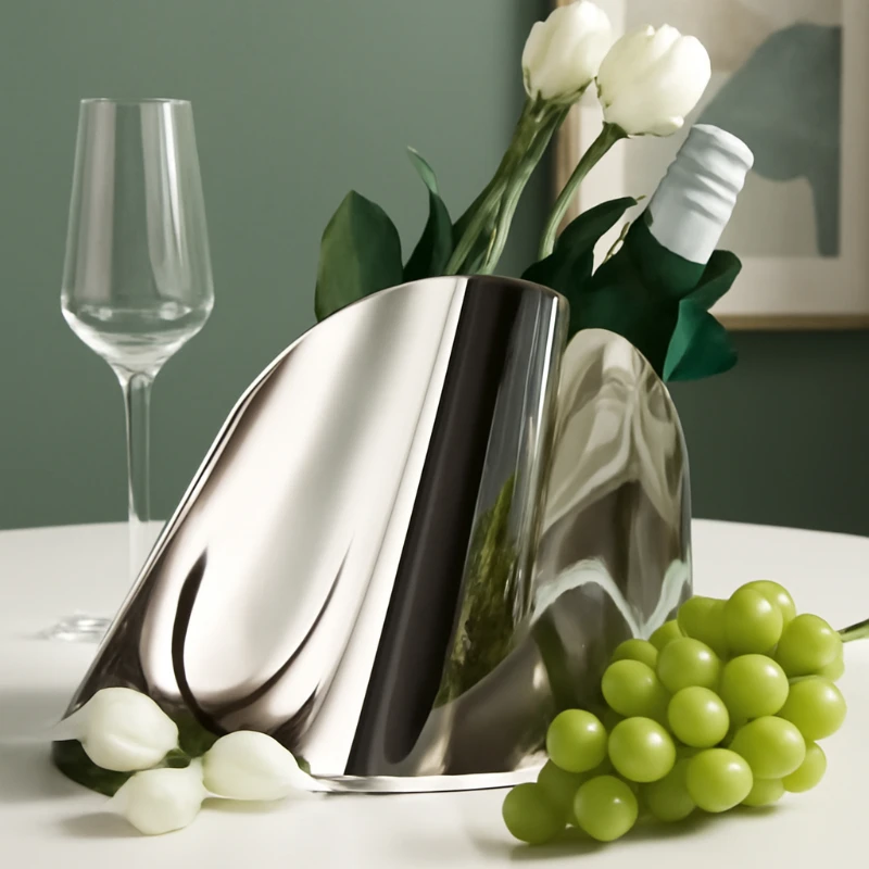 

Minimalist Stainless Steel Vase Nordic Modern Home Decor Table Centerpiece Decorative Flower Holder for Living Room Showroom