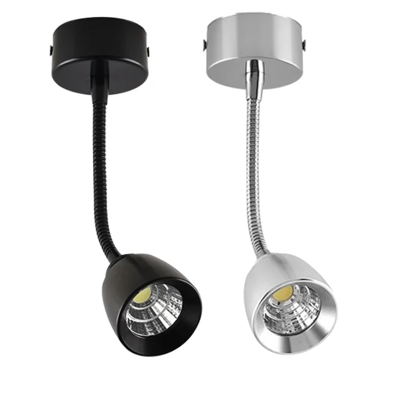 

AC110V 220V Reading Lights Night lamp 3W 5W LED COB Wall Light Bedside Spot Wall Lamp Led Wall Lighting Black Silver AC85-265V