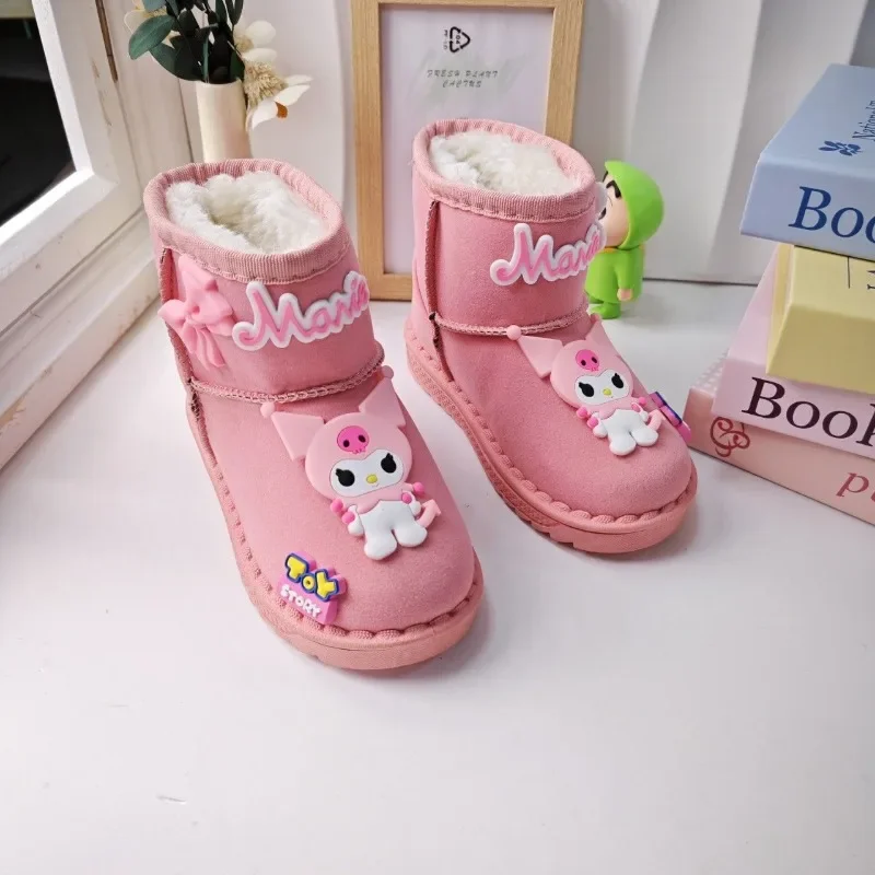 Kuromi Anime Sanrio Ins Fashion Warm Board Shoes Cute Cartoon My Melody Kawaii Children Thick Snow Boots Lovely Gifts for Kids