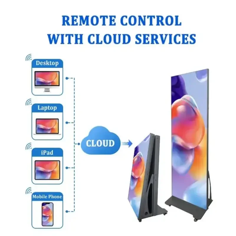 WiFi 4G USB Movable Advertising Indoor Mirror Foldable Standing Digital HD Poster Display Screen For EventsCustom Waterproof LED - view 4