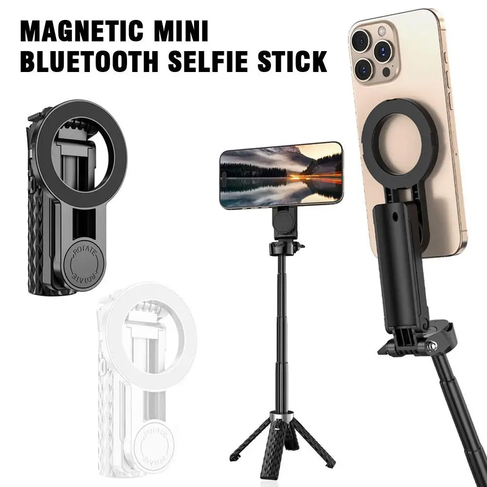 

Magnetic Mini Bluetooth Button Selfie Stick, Multifunctional Storage Portable Handheld Camera For Shooting And Live Streaming