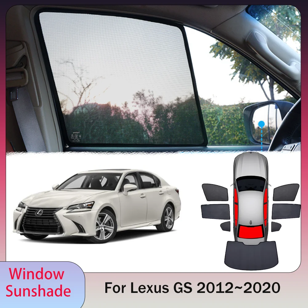 For Lexus GS 2012~2020 2015 2016 2017 2018 2019 Car Magnetic Mesh Privacy Sunshade Side Window Sun Shade Protection Accessories