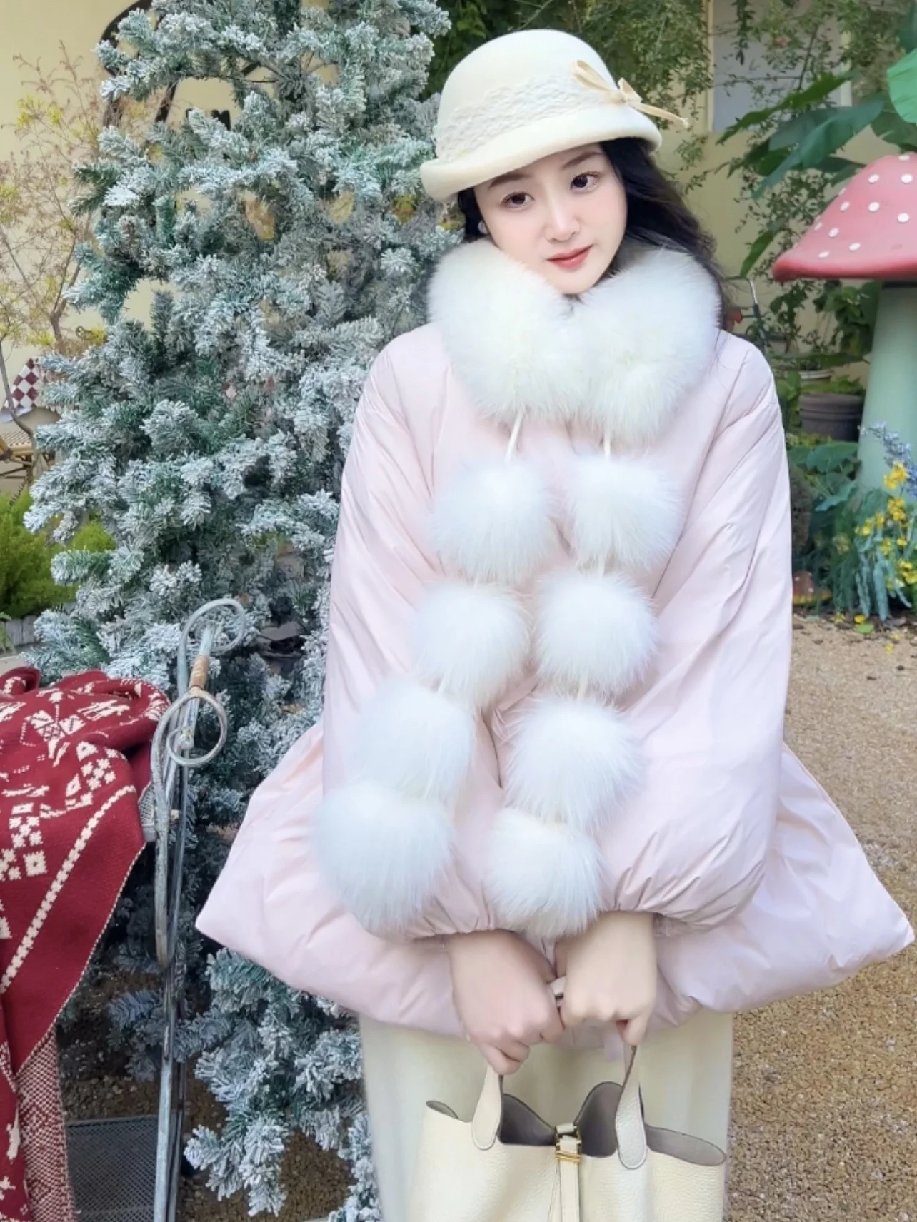 

Нежно-розовое пуховое пальто с цветочным узором, объемным дизайном, утепленное, с длинными рукавами, для повседневной носки, женское