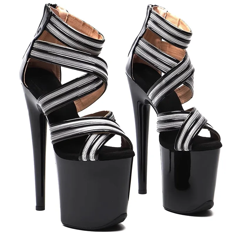 Women New 20CM/8inches PU Upper Sexy Exotic High Heel Platform Party Sandals Pole Dance Shoes Model Shows Sandals 321