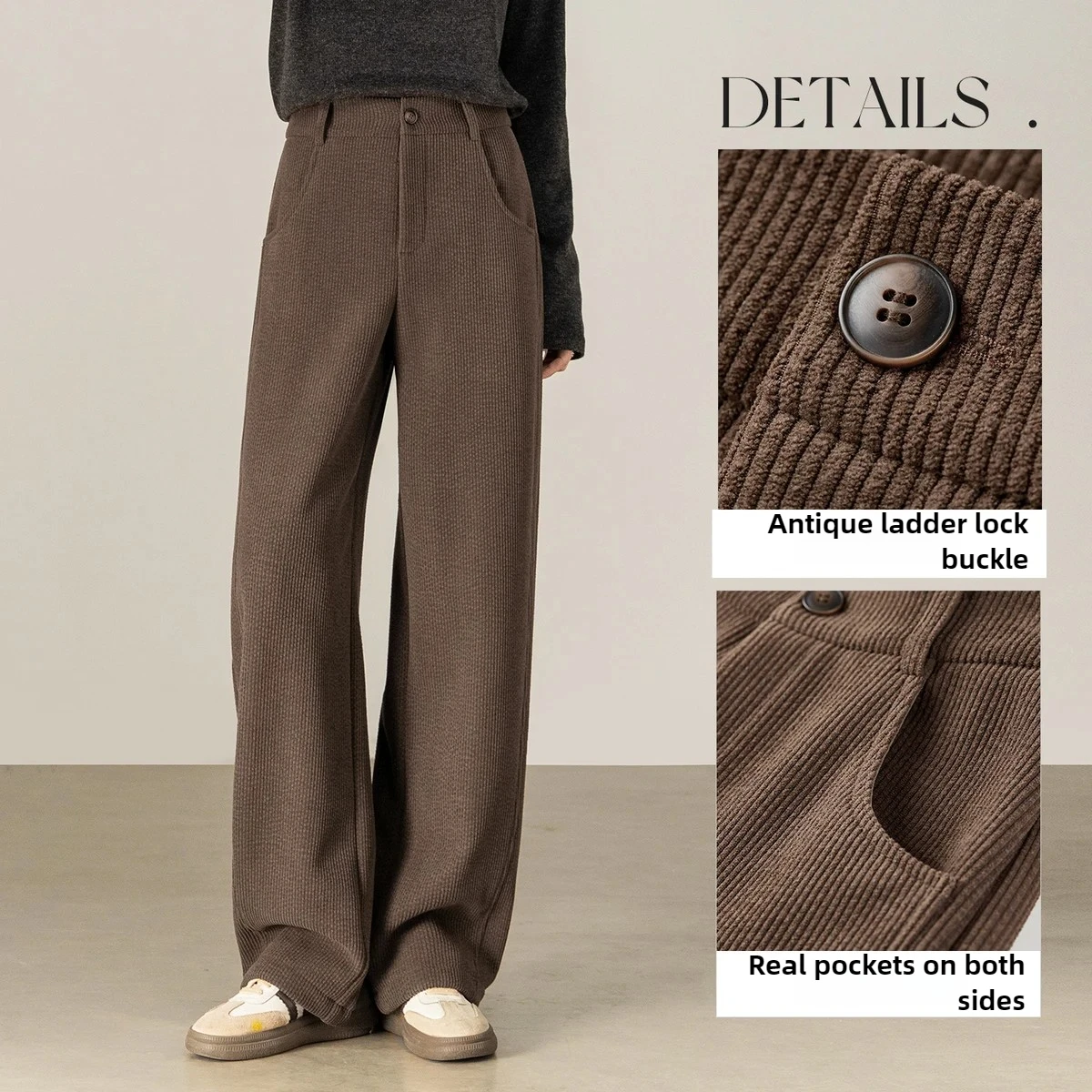 SENTUBILA Women's Coral Fleece Pants 2025 Winter Loose O-shape Segmentation Line Trousers Slim Casual Simple Bottoms 154KN2819