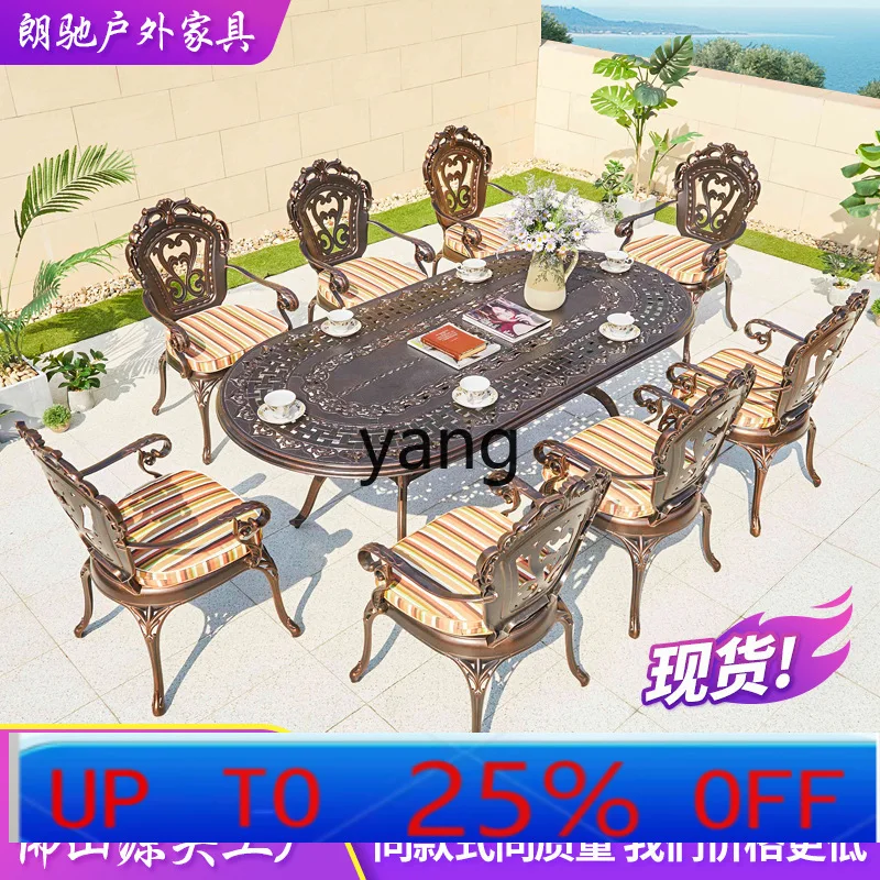 

LH Outdoor Long Table Outdoor Balcony Garden Outdoor Cast Aluminum Table and Chair