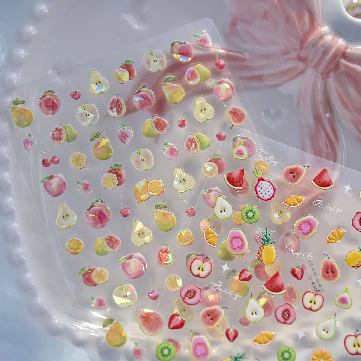 1 Uds. Pegatinas de gelatina de frutas bonitas para uñas, colores 3D, pera, manzana, accesorios autoadhesivos para decoración de uñas, pegatinas DIY para manicura